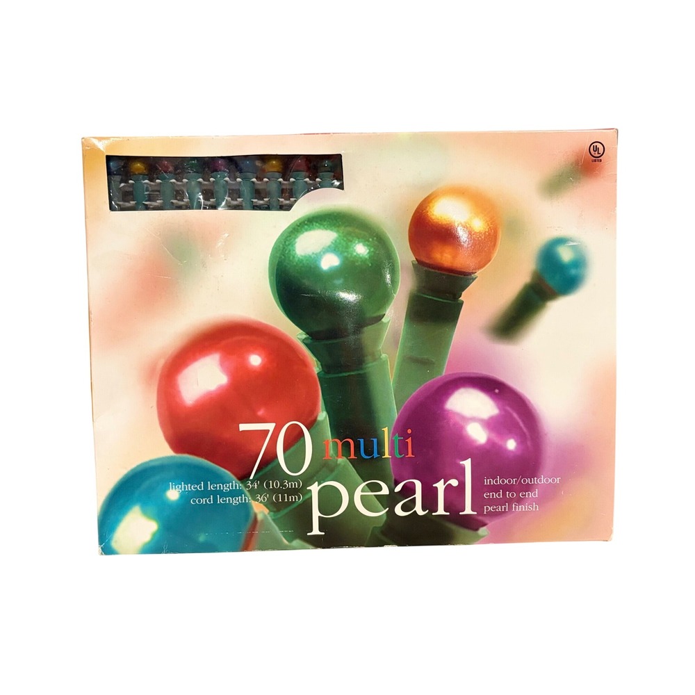 Seasonal Specialties Vintage 70 Multi Pearl Christmas Lights Indoor Outdoor 34ft